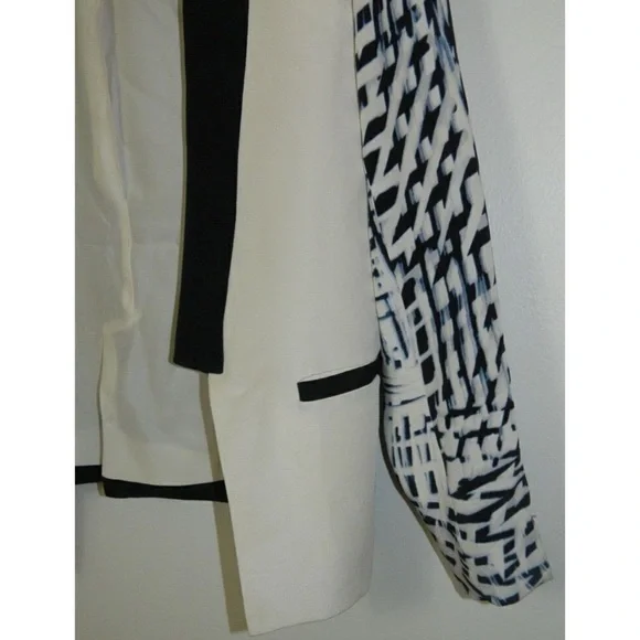Parker Women's Black White 100% Silk Water Color Block Deconstructed Blazer- S - Picture 4 of 8